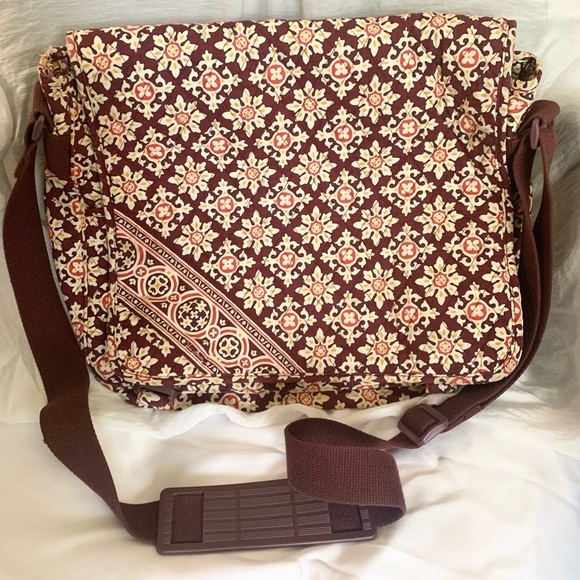 Vera Bradley Messenger Bag Satchel - burgundy and cream - Picture 1 of 6